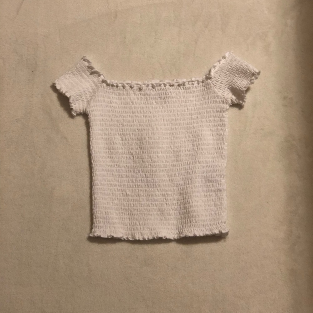 Smocked off the shoulder crop top